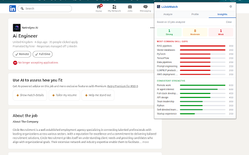 LiJobMatch :: Instantly assess your fit for any LinkedIn job posting using AI.