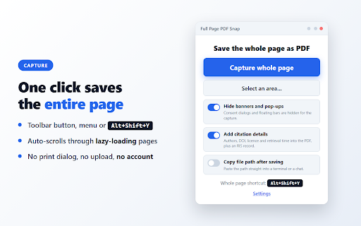 Full Page PDF Snap – Save Webpage as PDF :: Save any webpage as a single high-resolution PDF. Auto-scrolls the whole page — no cropping, no print dialog.