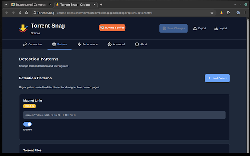 Torrent Snag :: Automatically detect torrent and magnet links and send them to your torrent handler or download directly.