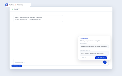 PreThink AI :: Track and improve how you use AI. Patterns, not prompts. Data stays on your device.