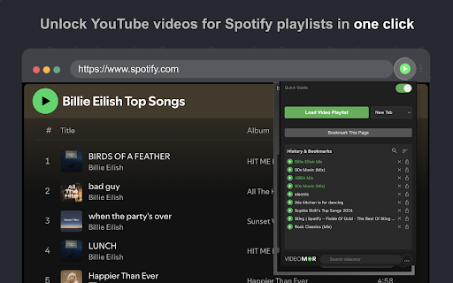 Your Spotify Playlists in Music Videos :: One-Click to convert your favorite Spotify playlist into a music video playlist
