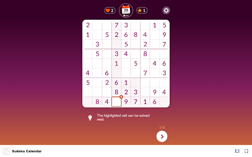 Sudoku Calendar Game - Play Free, Ad-Free Sudoku Anytime! :: Dive into Sudoku with our sleek Chrome extension - play anytime, anywhere, totally ad-free!