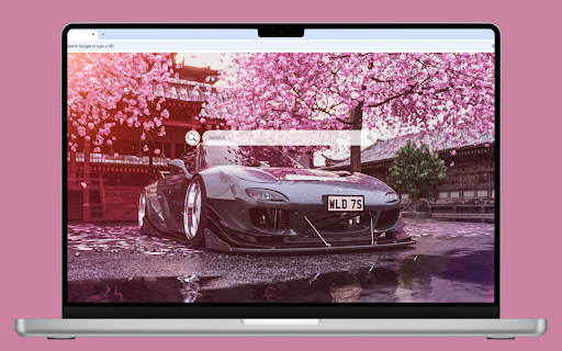 Mazda RX7 Live Wallpaper :: The sleek black Mazda RX7 reflects in a puddle, with a beautiful Sakura tree adding a serene touch.