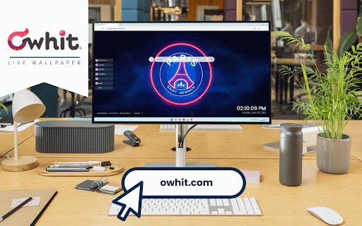 Paris Saint Germain Live Wallpaper :: Glowing PSG logo with neon pink ring against dramatic blue cloudy night sky background.