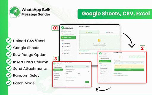 WhatsApp Bulk Sender – HappyInAI :: Send bulk WhatsApp messages from Google Sheets & CSV. Auto-reply bot, number validator, contact export & attachments.