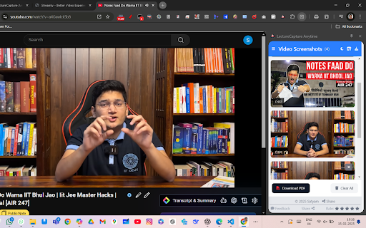 LectureCapture Tube :: Capture, save, and manage YouTube video screenshots with timestamps.