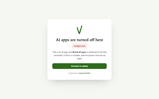 ViperAI Shield — Browser Guard :: Blocks scam and phishing sites before they load — and can turn off AI apps for the kids. From ViperAI Shield.