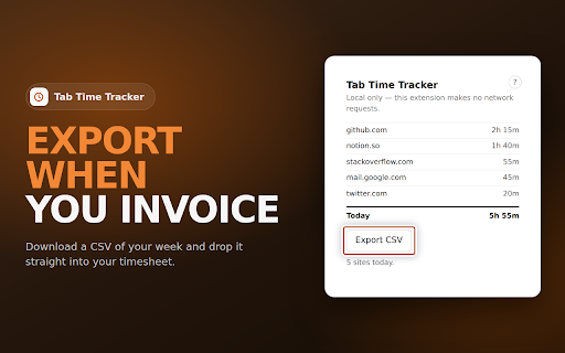 Tab Time Tracker — Website Screen Time :: ⏱️ Automatic website time tracker — see where your hours go. 100% local, no account. Free.