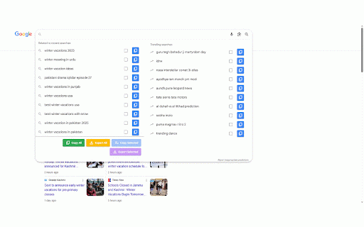Google Keyword Extractor :: Instantly extract and copy search suggestions from Google Search results.