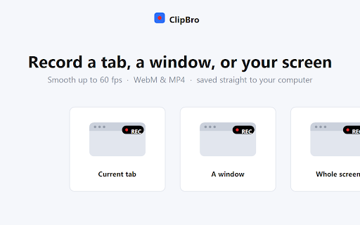 ClipBro — Instant Replay & Screen Recorder :: Record your browser tab and instantly save the last 15–30 seconds — like Discord clips, in your browser.