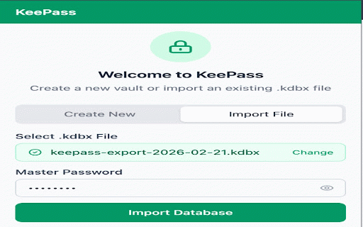 KeePass Password Manager :: KeePass-compatible password manager. All data is encrypted locally — nothing leaves your browser.