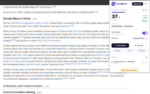 Scroll Position Saver :: Automatically saves and restores your scroll position on every page you visit.