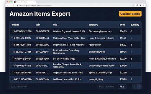 Order History Smart Manager :: Export and analyze your Amazon orders with fast CSV exports, filters, and optional invoice links.