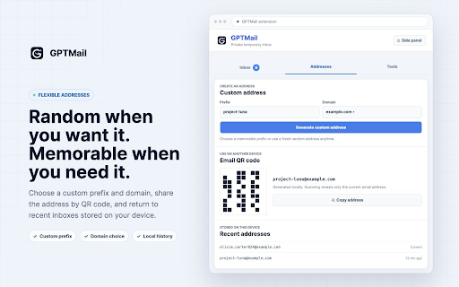 GPTMail - Temporary Email :: Create GPTMail temporary addresses, monitor inboxes, and fill email fields on demand.