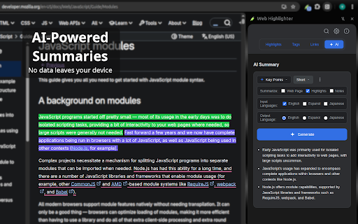 Web Highlighter :: Highlight text, add notes, organize with tags. Generate AI summaries and semantically search highlights and summaries with AI.