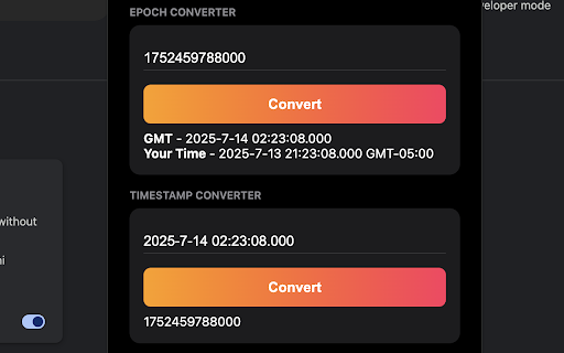 Timestamp Webkit :: Convert between epoch timestamps and human‑readable dates, calculate durations, and more.