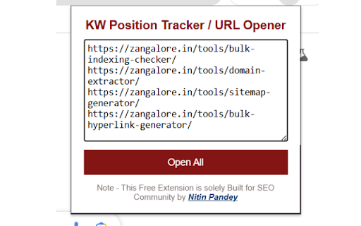 KW Position Tracker / URL Opener :: Tracks keyword SERP positions and opens bulk URLs or search queries.