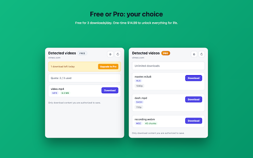 Video Picker Downloader :: Detects videos available on the active page and lets you download the ones you are allowed to save.