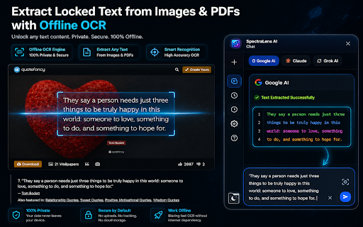 SpectraLens AI :: Compare multiple AI models side-by-side on any webpage with visual element cropping, offline OCR text scanning & tab tools.