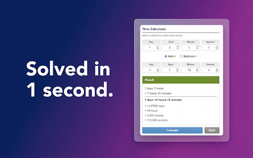 Time Calculator :: Time calculator for adding and subtracting hours, minutes, seconds. Duration, work time, and date calculator in your toolbar.