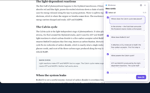 Mindomax :: Select text on any page to make flashcards, get a quick explanation or translate it, then save it to your Mindomax decks.