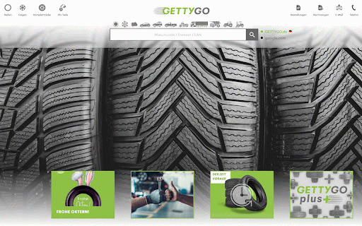 GETTYGO Chrome Extension :: Die GETTYGO Browsererweiterung. Starten Sie direkt Ihre Reifensuche wenn Sie einen neuen Tab öffnen.
