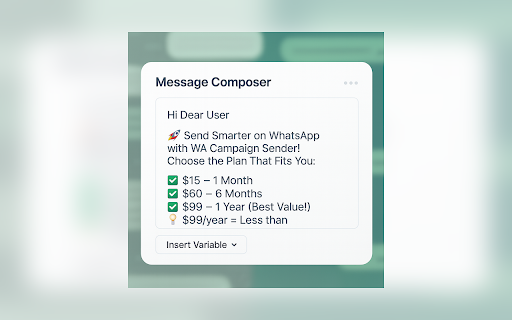 WA Campaign Sender :: WhatsApp Campaign Sender Extension for bulk messaging and campaign management