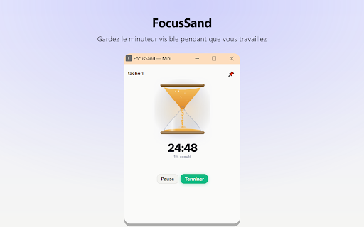 FocusSand :: Gérez vos tâches du jour avec un timer visuel élégant et restez focus.