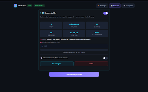 Live Moderador Pro :: Auto-fixar produto, proteção antiviolação, notificações de vendas/carrinho no Telegram e controle de licença para TikTok Shop Live