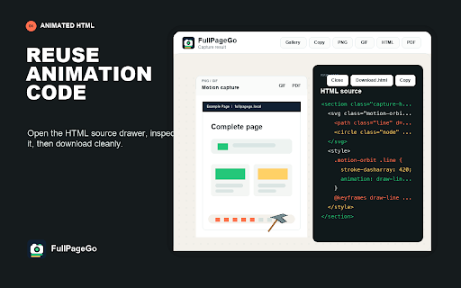 FullPageGo - Full Page Capture :: Capture, stitch, preview, and export a complete page screenshot from the current tab.
