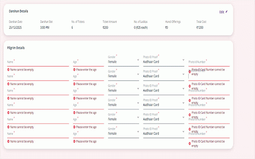 TTD Pilgrims Manager :: Manage & Autofill TTD pilgrims form