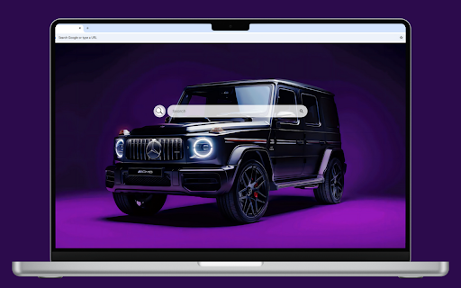 Mercedes G 63 Live Wallpaper :: The bold black Mercedes G 63 stands out against a vibrant purple background, with its headlights flashing in the night.