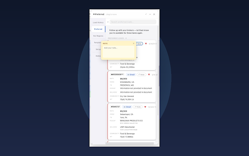 LaneIQ — DAT Load Matcher :: Highlights DAT loads that match your freight history. Color-coded by tier: same lane + broker, same lane, or same origin.