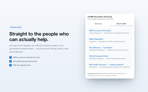 Health Insurance Glossary & Quick Tools :: Offline glossary of common health insurance terms, plus quick links to public resources. No tracking, no accounts.