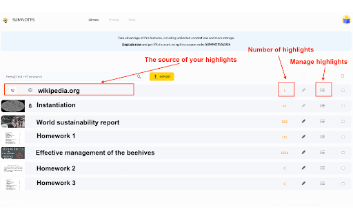 honeybee :: Highlight text on any website and save it to your SumNotes account.