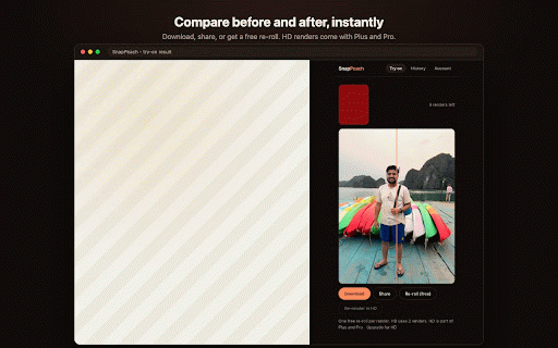 SnapPeach :: See yourself wearing clothes you find while shopping online.