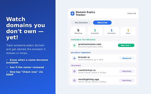 Domain Expiry Tracker and Renewal Manager :: Track domain expiry dates, get renewal reminders, and manage all your domains in one place.