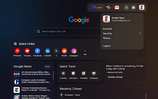 Paneo :: Replace the new tab page with a personalized dashboard