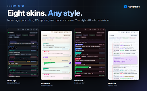 Streamline :: Streamline your Twitch experience with custom chat overlay, filtering, and more.