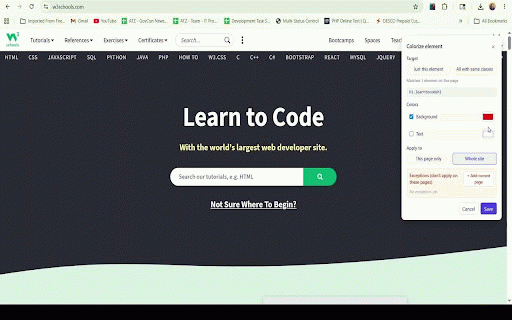 Color As You Want :: Recolor any element on any website. Change background and text colors, scope per page or sitewide, with page exceptions.