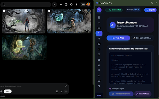 FlowAuto Pro - Bulk Generator for Flow AI :: Bulk AI image and video generator for Google Flow with multi-tab parallel engine, auto download, and smart prompt automation.