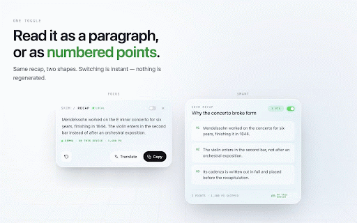 Skim Recap :: Detects fast scrolling and summarizes the skipped text on-device with Gemma (LiteRT-LM).