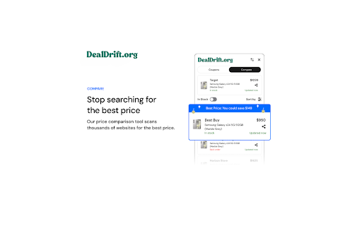 DealDrift Coupon Finder :: Automatically finds and applies coupons from DealDrift.org while shopping online