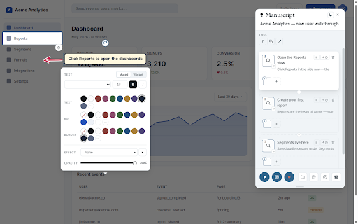 Manuscript :: DOM-aware browser extension for authoring versioned web demos and manuals