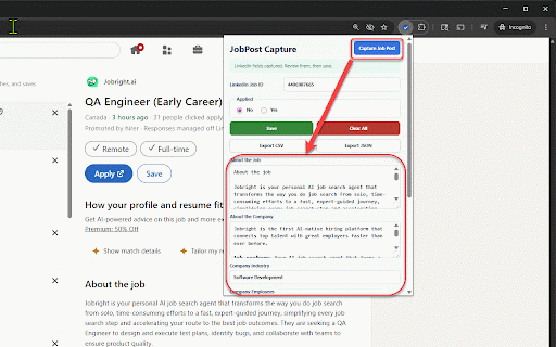 JobPost Capture :: Manually capture and save job post data for career and market research.