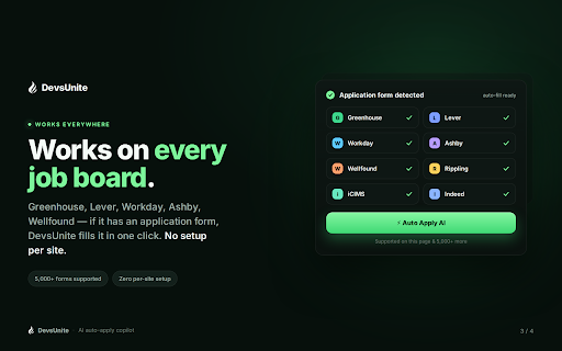 DevsUnite Auto-Apply Copilot :: Instantly auto-fill job applications using your DevsUnite profile — powered by Devsunite AI.