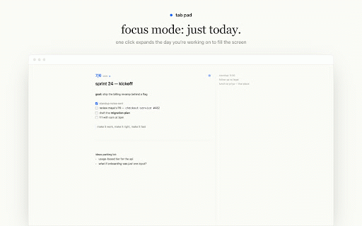 Tab Pad - New Tab Notepad :: Your daily notepad, one page per day, in every new tab. Everything stays on your device.