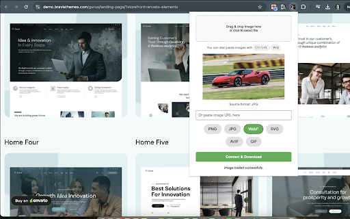 Image Format Converter :: Convert images to PNG, JPG, WebP, SVG, AVIF, or GIF with a right-click. Select images via thumbnails in the popup.