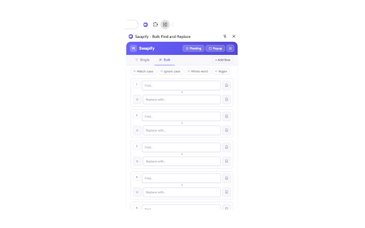 Swapify - Bulk Find and Replace :: Bulk find & replace on any webpage — with regex, live highlighting, and auto-replace.