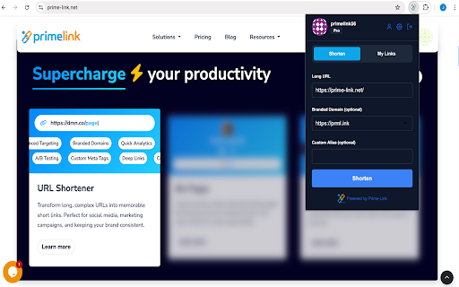 URL Shortener | Prime-Link :: Create short links with powerful tracking all in your browser.